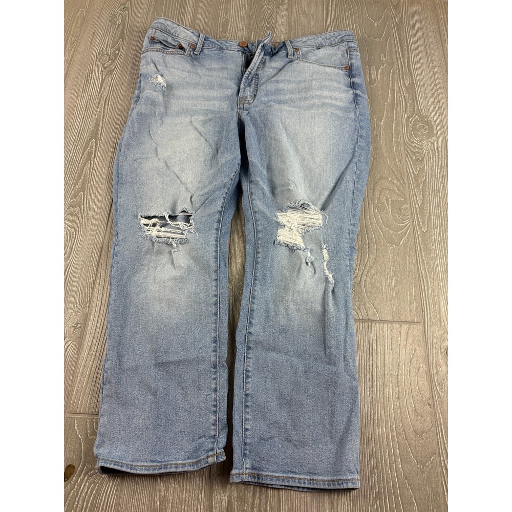 Seven7 Straight Jeans Womens Size 16 Blue Denim Mid Rise Distressed Inseam 26